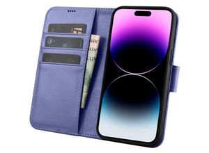 6975092686392 - 2in1 Leder Flip Cover iPhone 14 Pro Max Anti-RFID Wallet Case Helllila