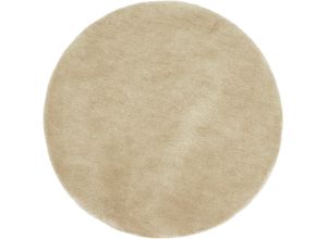 6975178653621 - Hochflor-Teppich MY HOME Microfaser Teppich Magong besonders weich sehr feiner Flor Teppiche Gr Ø 140 cm 25 mm 1 St beige (sand) Esszimmerteppiche unifarben weiche Teppiche Wohnzimmer Schlafzimmer Kinderzimmer