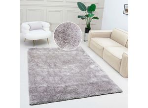 6976060090074 - Hochflor-Teppich BRUNO BANANI Dana Teppich Teppiche Gr B L 80 cm x 150 cm 30 mm 1 St silberfarben Esszimmerteppiche uni weich Mikrofaser Teppiche Wohnzimmer Schlafzimmer Esszimmer Bestseller