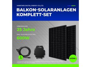 6976554330037 - Balkonkraftwerk 2x 410W Canadian Solar-Photovoltaikmodul 600 W Mikroinverter mit Upgradefunktion auf 799 W AC-Kabel APP