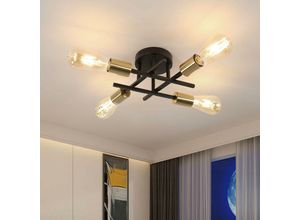 6976583613026 - Delaveek - Industrielle Deckenleuchte 4 Lichter aus Metall E27 Retro - Perfekt für Wohnzimmer Schlafzimmer Küche (Glühbirnen nicht enthalten)