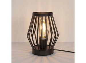 6976583613200 - Delaveek - Vintage Cage Tischlampe Nachttischlampe E27 Basis Für Schlafzimmer Wohnzimmer Büro Schwarz