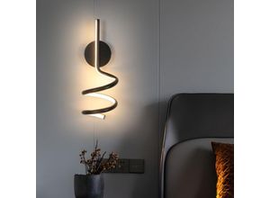 6977039578081 - Delaveek - Spiralförmige led Wandlampe 16W Warmweiß 3000K Modernes Innenleuchte für Wohnzimmer Flur Treppe Schwarz