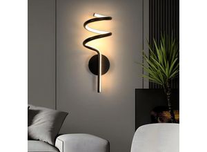 6977039578364 - Comely - led Wandleuchte Innen 14W Moderne Schwarze Spiralwandleuchte Innen Wandleuchte Acryl 3000K Warmweiß für Schlafzimmer Wohnzimmer Flur