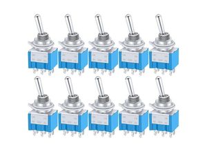 7007950811185 - Ontway - 10 Stück Mini-Kippschalter ein aus ein 6 Klemmen 3 Positionen dpdt Metall-Wippschalter ac 125 v 6A für Auto lkw Boot MTS-203