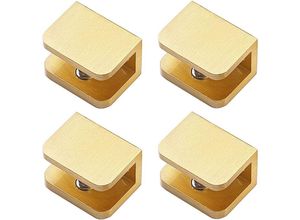 7007952470922 - Rosemary - 4 Stück Glasklemmen ohne Bohren für Glasregal 10–12 mm Gold