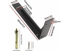 7007955753909 - Set mit 2 Regalhalterungen 290 mm robuste Halterungen wandmontierte Regalhalterungen robuste Halterungen mit Schrauben schwarz 150 kg 330 lbs