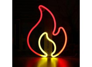 7007957154803 - Flammen-Neonschild rotes und gelbes Flammen-Neonlicht mit An- Aus-Schalter LED-Flammenlichtschild für Wanddekoration hängendes Flammenlicht