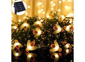 7007957628663 - Solar-Bienen-Lichterkette 20 LEDs 5 m Solar-Bienen-Lichterkette 8 Modi Kupferdraht wasserdichte Außen-Lichterkette für Garten Terrasse Tor