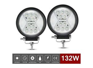 7007957771239 - 2 Stück LED-Arbeitsscheinwerfer 12 V 132 W große Reichweite LED-Scheinwerfer Motorrad 4 x 4 LED-Nebelscheinwerfer