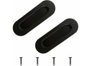 7007958153027 - Jalleria - Schrankgriffe 2 Stück schwarzer Edelstahl bündig versenkter Schiebetürgriff oval für Schubladenschränke