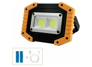 7007958296182 - Wiederaufladbares LED-Flutlicht 30 W 2000 lm Baustellen-Flutlicht Arbeitslicht mit 2 x COB tragbares USB-LED-Flutlicht für Camping 3 Modi