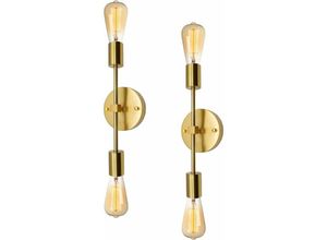 7007958296632 - Jalleria - Vanity Light Industrie-Wandleuchte 2er-Pack Vintage-Badezimmerleuchten goldene Wandleuchte Vanity Light Retro-Lampe 2-flammige