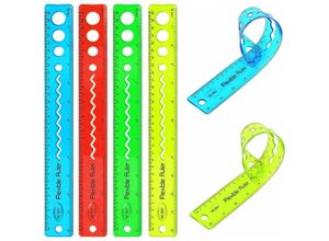 7022896482114 - Set mit 20 flexiblen transparenten Kunststofflinealen für Werkstatt Büro Schule und Haushalt rot5 Stück gelb5 Stück grün5 Stück blau5 Stück 30