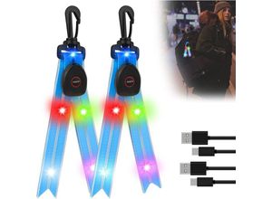 7022896524265 - Ahlsen - 2er-Pack LED-Blinklichter für Schulranzen Reflektoren mit buntem Licht wiederaufladbarer USB-Blinklichtreflektor zum Joggen Wandern