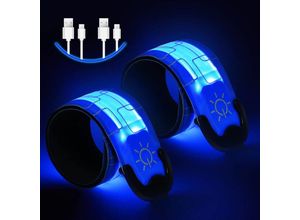 7022896524272 - Ahlsen Stück über USB wiederaufladbare LED-Leuchtarmbänder reflektierendes LED-Laufarmband verstellbares Blinkband Sicherheits-LED-Leuchtarmband