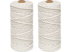 7022896594879 - Ahlsen - Makramee-Seil-Set 3 mm x 200 m beige Baumwollgarn Makramee-Garn aus 100 % Baumwolle Kordel aus natürlicher Baumwolle zum Stricken