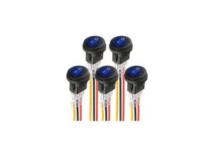 7022896876234 - Blauer LED-runder Elektrolumineszenzschalter KCD1-8 wasserdichter Wippschalter 12 v 20 a Marine und verschiedene wasserdichte Beleuchtung