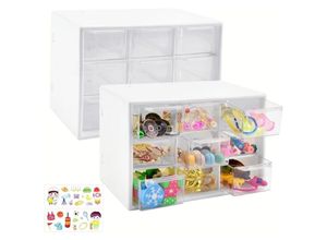 7036812187847 - Stück Kunststoff-Schubladenschrank mit 9 Fächern Büro-Schubladen-Aufbewahrungsbox 18 x 10 x 118 cm Schreibtisch-Organizer mit Schubladen