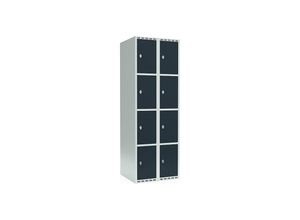 7042423057837 - 4er-Schließfachschrank Fydor 2 Abteile lichtgrau   grau B 600 mm 2 Abteile flache Dachform Vorhängeschloss kaiserkraft
