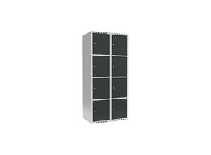 7042423061643 - 4er-Schließfachschrank Fydor 2 Abteile lichtgrau   grau B 800 mm 2 Abteile flache Dachform Zylinderschloss