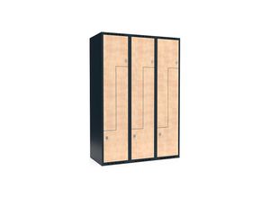 7042424603170 - Z-Spind Fydor 3 Abteile grau   Birke B 1200 mm 3 Abteile flache Dachform Vorhängeschloss kaiserkraft