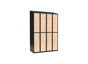 7042424667202 - Doppelstock-Spind Fydor 4 Abteile grau   Birke B 1200 mm 4 Abteile schräge Dachform Vorhängeschloss kaiserkraft