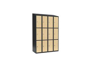 7042424830606 - 3er-Schließfachschrank Fydor 4 Abteile grau   Birke B 1200 mm 4 Abteile schräge Dachform Vorhängeschloss kaiserkraft