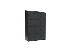 7042424831078 - 4er-Schließfachschrank Fydor 3 Abteile grau B 1200 mm 3 Abteile schräge Dachform Vorhängeschloss kaiserkraft
