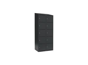 7042424847079 - 5er-Schließfachschrank Fydor 2 Abteile grau B 800 mm 2 Abteile schräge Dachform Zylinderschloss