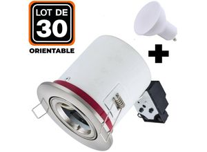 7061111174106 - Europalamp - 30 Spots bbc Orientable inox IP20 + Ampoule GU10 5W Blanc Froid + Douille