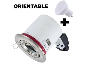 7061115398324 - Europalamp - bbc schwenkbarer Einbaustrahler inox IP20 + GU10 5W Glühlampe Neutralweiß + Fassung