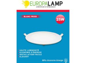 7061115521661 - Europalamp - LED-Einbauleuchte rund Etra-Platte 24W - Kaltweiß 6000K