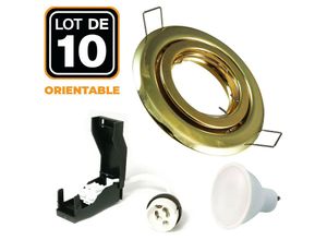 7061115823826 - Europalamp - 10 verstellbare EinbauEinbaustrahlers gold GU10 led 5W eqv 40W Warmweiß 3000K