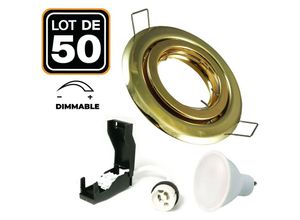 7061117007385 - 50 Spots encastrable orientable DORÉE C avec GU10 LED de 7W eqv 56W Blanc Chaud 3000K