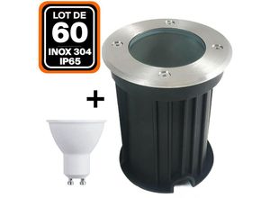 7061119350762 - Europalamp - 60er- Bodeneinbaustrahler Rund Edelstahl 304 Etern IP65 + GU10 5W Glühlampe Kaltweiß 6000K