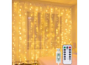 7062012377542 - Aiducho - Vorhanglichter dekorative Fenster-Lichterkette 3 m x 2 m usb 200 LEDs 8 Betriebsmodi und Wasserbeständigkeit – für draußen drinnen