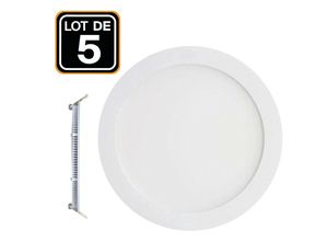 7141143764220 - Europalamp - 5 Spot Encastrables led 18W Rond Extra-Plat Blanc Froid 6000K