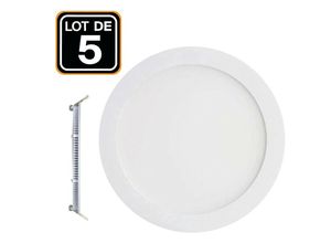 7141143764251 - Europalamp - 5 Spot Encastrables led 18W Rond Extra-Plat Blanc Chaud 3000K