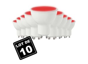 7141143767528 - Europalamp - 10 Ampoules GU10 7W rouge