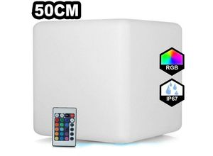 7141143769232 - Europalamp - Cube led Lumineux Multicolore 50CM Rechargeable Sans Fil