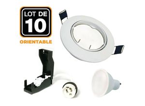 7141269339562 - Europalamp - 10 Einbaustrahler schwenkbar weiß GU10 led 5W eqv 40W Warmweiß 3000K