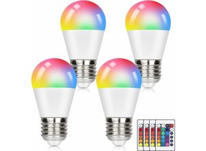 7148556125914 - Led Smarte Farbwechsel E27 Lampe rgb Light Bulb 3000k Warmweiß 4w Mit Fernbedienung Dimmable Coloured Bulb 16 Colours 4 Dynamic Modes Enegiesparende