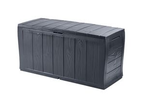 7290112633958 - Sherwood Auflagenbox wetterbeständig - 270L 117x45x58 cm - Anthrazit Holzoptik