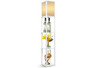 7295824499052 - Rosvola - Stehlampe Wohnzimmer Holzablage Stehleuchte mit 3 Regalen 160 cm Stehleuchte Stehlampe mit E27 Fassung für Schlafzimmer und Wohnzimmer