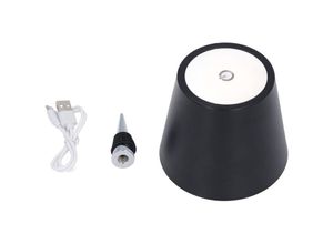 7295824500802 - Ejlife - Weinflaschenlampe 3-farbig stufenlos dimmbar LED-Touch-Steuerung wiederaufladbar kabellos für Bar Restaurant Schwarz