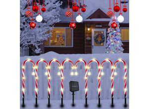 7295824515998 - Ejlife - Weihnachtsstangen-Lichter Set mit 8 leuchtenden Weihnachtsdekorationen für den Außenbereich Weihnachtsstangen-Lichter Zuckerstangen