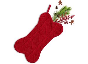 7295824517947 - Rot) Weihnachtsknochen gestrickte Weihnachtssocken süße und kreative Weihnachtssocken Weihnachtsbaumschmuck Geschenktüte - Ejlife