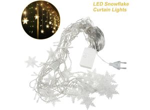 7295824519316 - Ejlife - LED-Schneeflocken-Vorhang-Lichterkette für Weihnachten