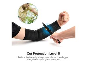 7295824562763 - Ejlife - Arbeitsmanschetten Schnittschutz Unterarmschutz Anti-Schnitt Verbrennungsfest 1 Paar Schnittschutzhandschuh Schwarz